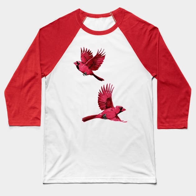 Watercolor Cardinal 2 Baseball T-Shirt by A.E. Kieren Illustration